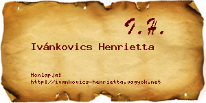 Ivánkovics Henrietta névjegykártya